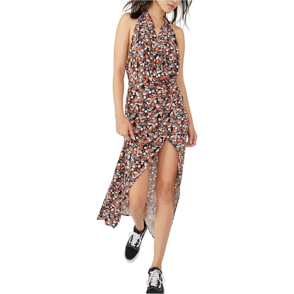 Free People Daria Dress Black Orange White, Women Size Medium NWT